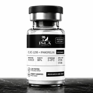 Isla Longevity CJC-1295 No DAC plus Ipamorelin 10mg/10mg research peptide vial Isla Longevity CJC-1295 No DAC plus Ipamorelin 10mg/10mg research peptide vial